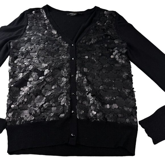 BCBGMaxazria Cardigan Sequins Women Button Front Evening Long Sleeve Sweater - Picture 1 of 16